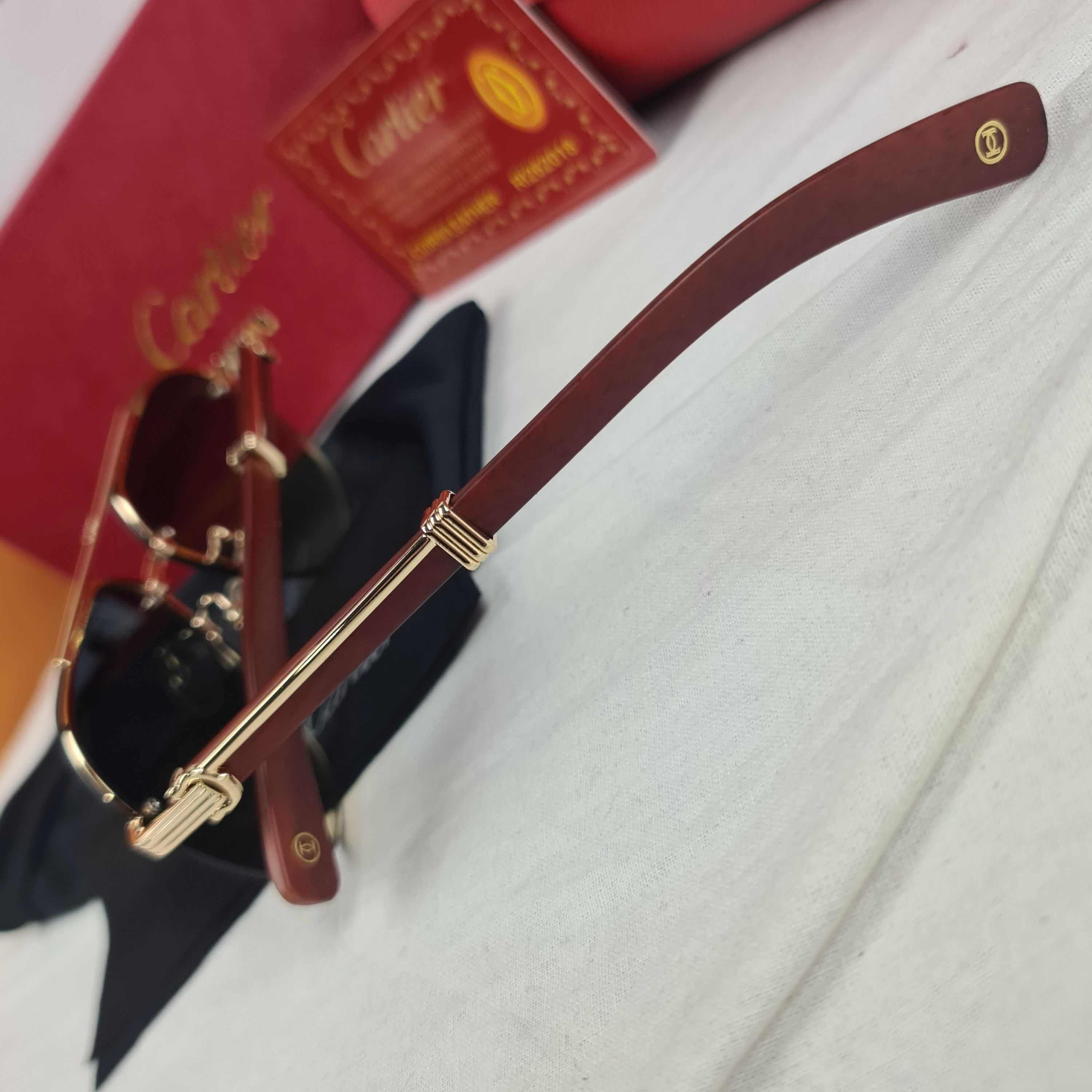 Okulary przeciwsłoneczne Zestaw Cartier zloto brazowe logowane