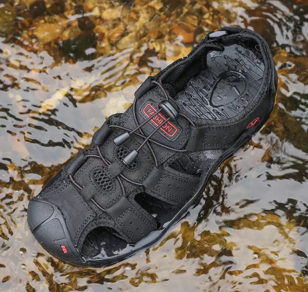 Sandały sportowe trekingowe lekkie męskie czarne wodoodporne