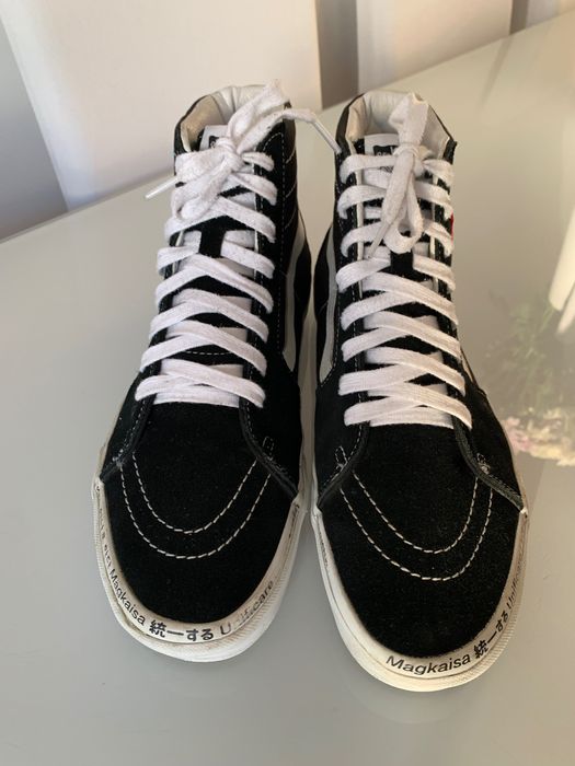 Czarne skórzane Vansy męskie sneakersy wysokie