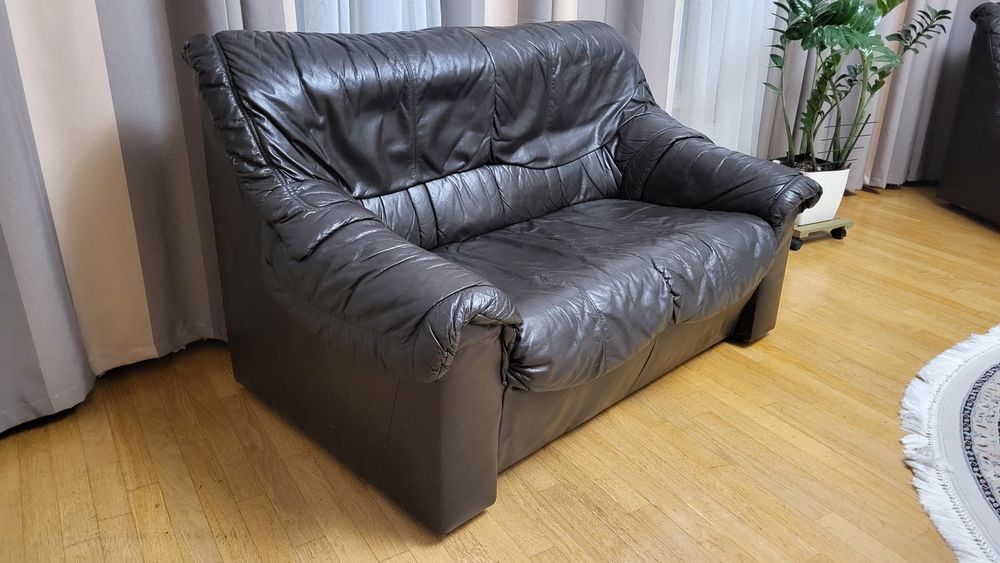Шкіряний диван нерозкладний, двійка