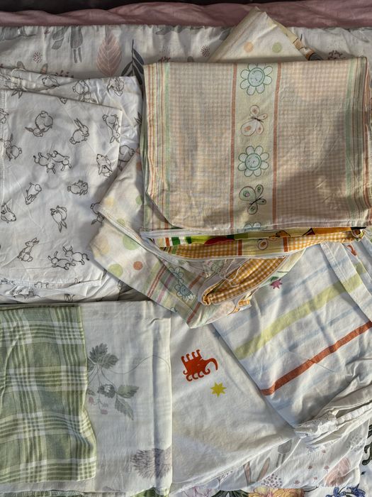 Poszewki ikea na posciel dziecieca 4 komlety + 6 przescieradel Len