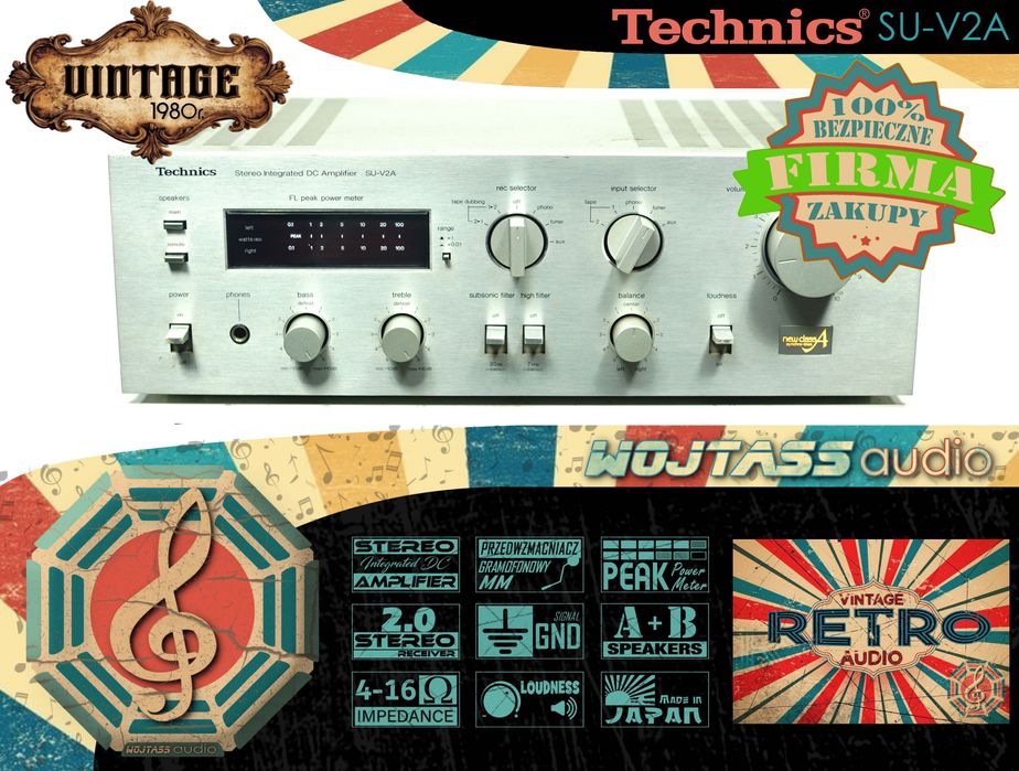 Wzmacniacz TECHNICS SU-V2A 4-16Ohm super brzmienie New CLASS A Vintage