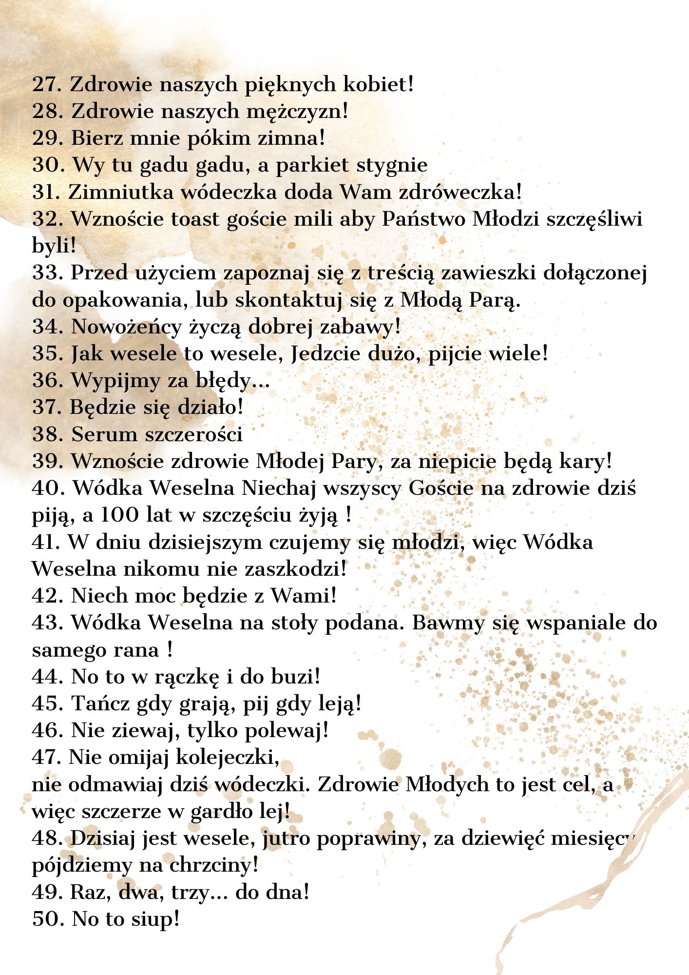 Zawieszki na alkohol złote