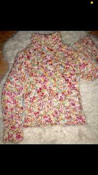 Kolorowy sweter z golfem vintage 128 cm Hm