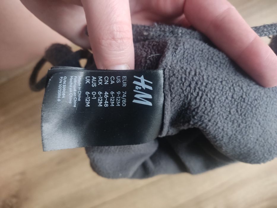 Zestaw czapka + rękawiczki h&m rozm 74/80 + gratis druga czapka