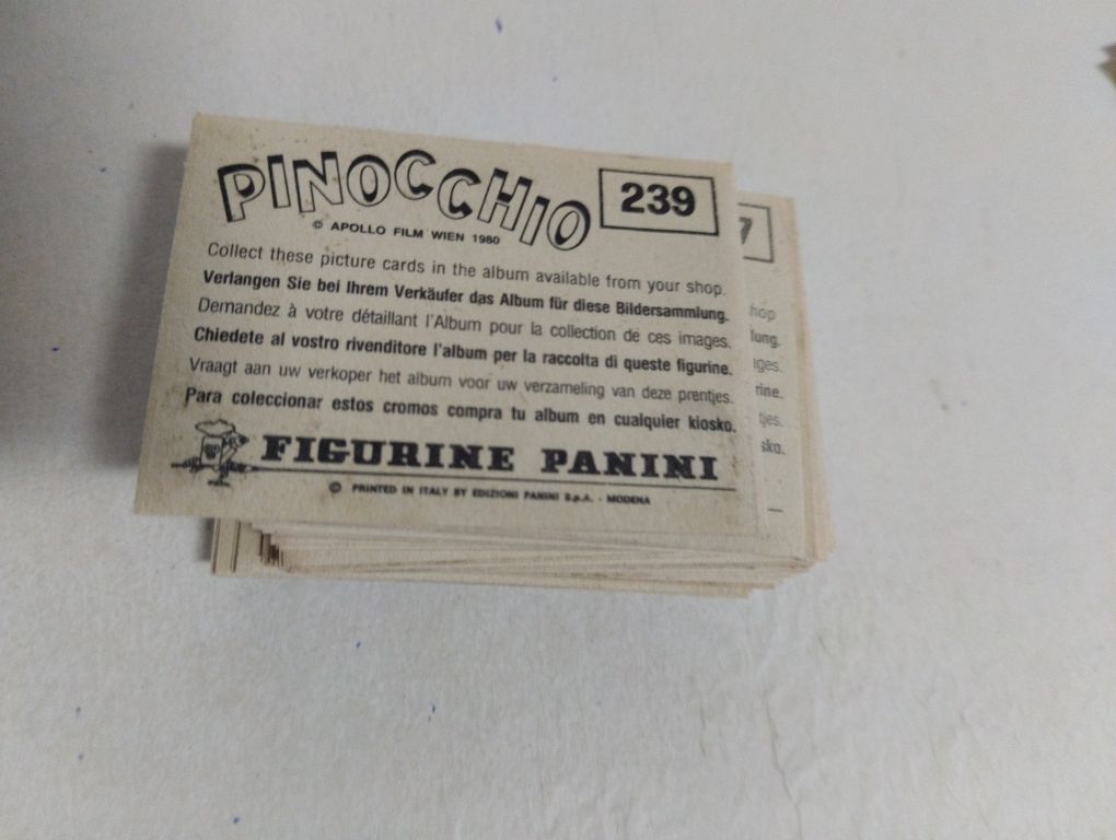 Cromos da Panini do Pinocchio do ano de 1980