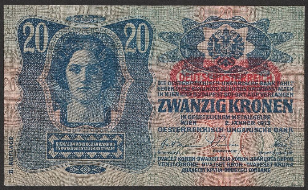 Austro-Węgry 20 koron 1913 - stan 1/2