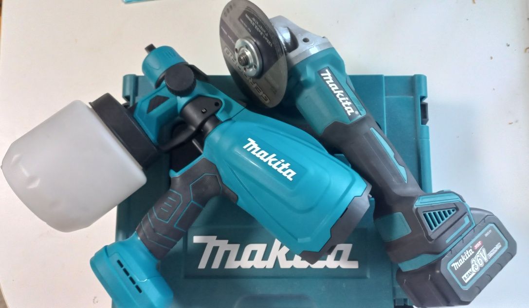 Набір болгарка аккумуляторна Makita DGA504BL та фарбопульт MTW800BL