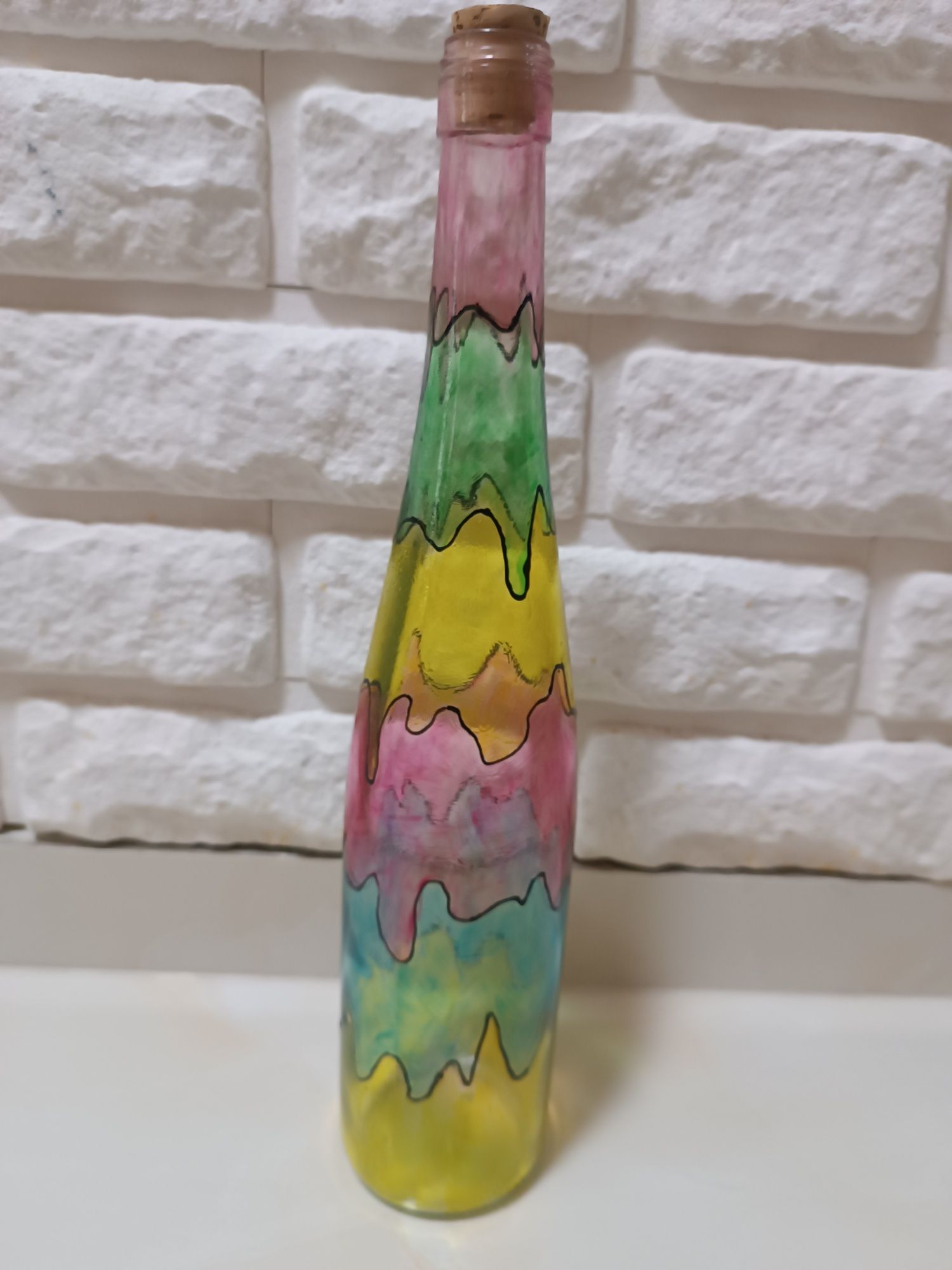 Butelki ozdobne ręcznie malowane decoupage