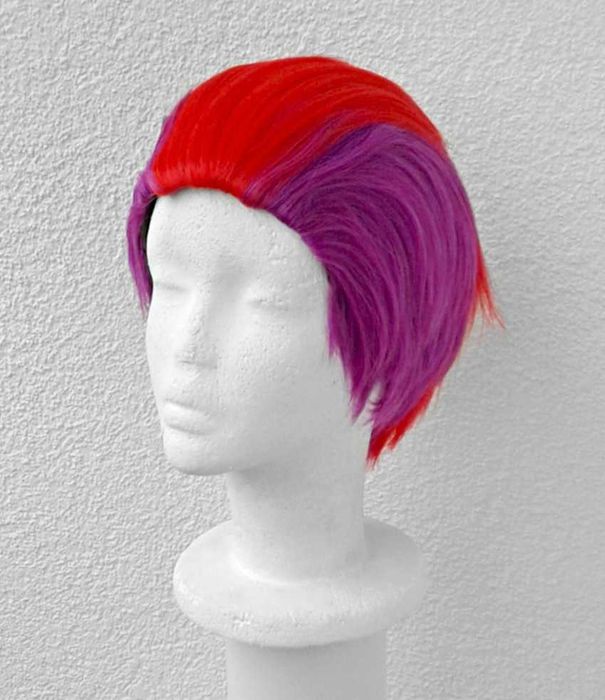 Rock Nanbaka Fioletowa różowa krótka peruka z irokezem cosplay wig