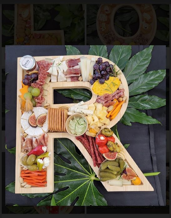 Taca drewniane w kształcie liter i cyfr 40 cm