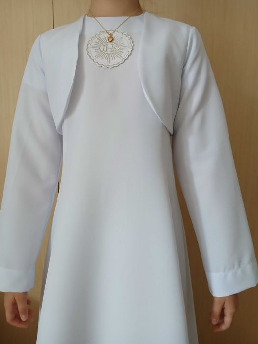 Sukienka komunijna alba bolerko wianek