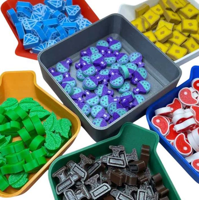 Органайзери для настільних ігор, жетони, міпли, тайли та інше 3D друк