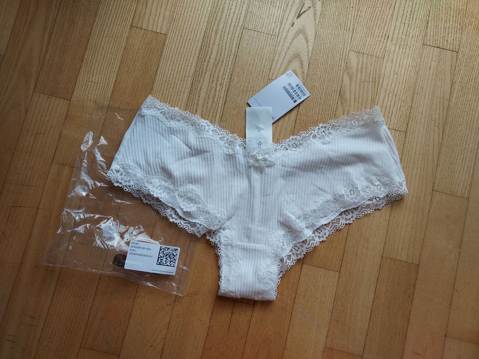 NOWE z metką H&M figi hipsters L białe bawełniane