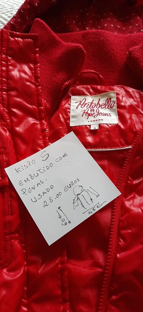 Casaco Com penas Vermelho,Pepe Jeans