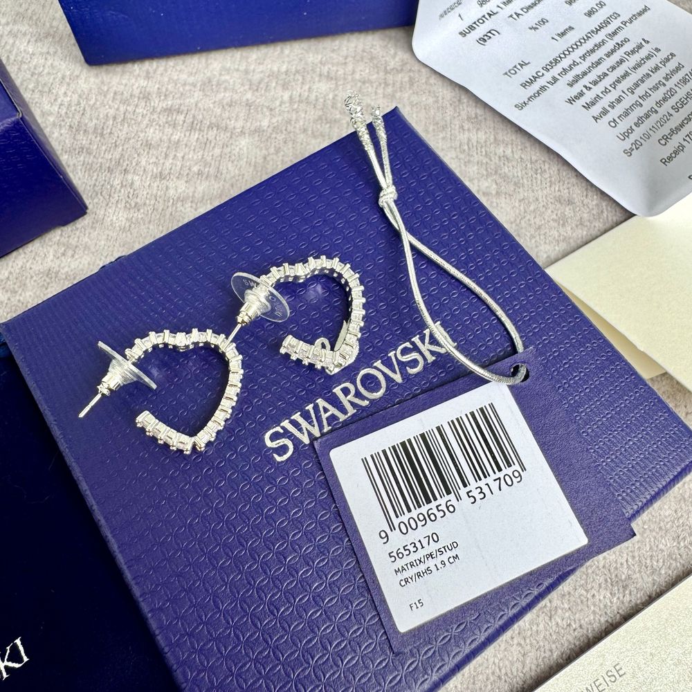 Сережки Swarovski Matrix серця оригінальні серьги Сваровски нові