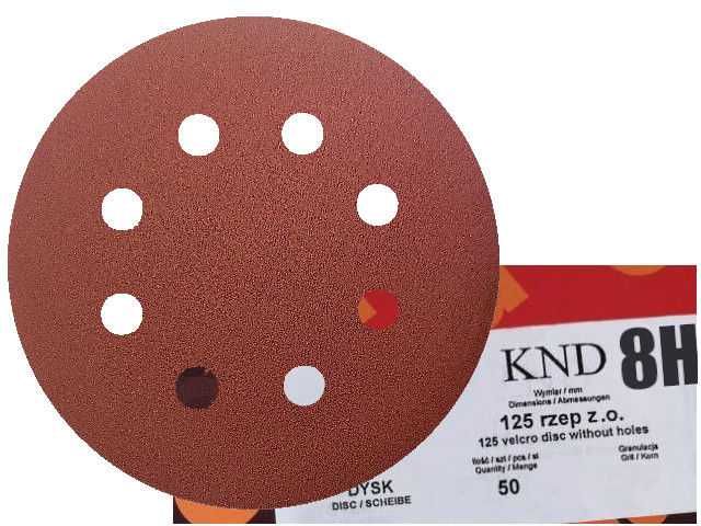 50x Krążek papier ścierny krążki ścierne na rzep 8 otw. KND 125mm P400