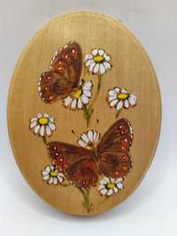 Drewniana zawieszka motyle i kwiaty ręcznie malowana Szkocja