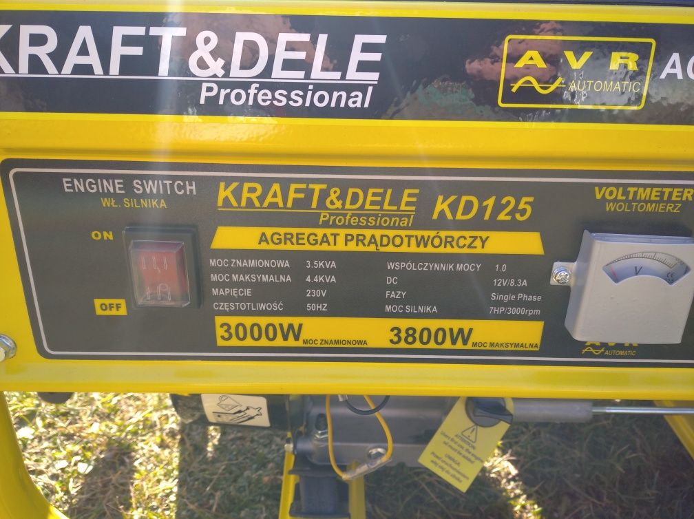 Agregat prądotwórczy Kraft&Dele KD125 Moc 3800 W