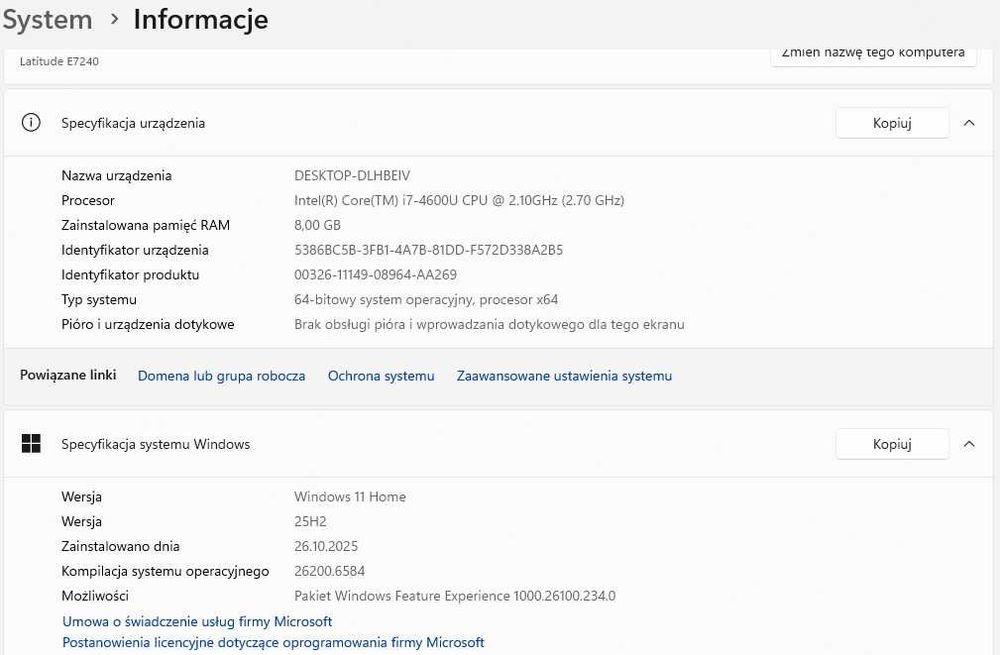 Dell Latitude 7240 | i7 | SSD 256GB | 8GB RAM | [Rezerwacja]