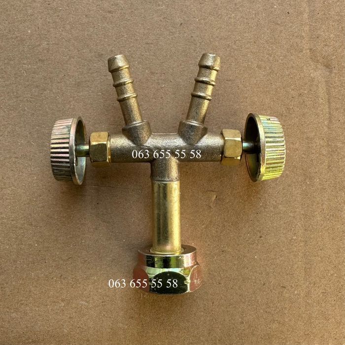 Кран-тройник для газового баллона, двойной штуцер, ОПТ