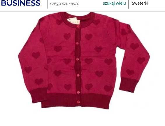 Sweterek dziewczęcy w serduszka Kolor: Różowy; 110