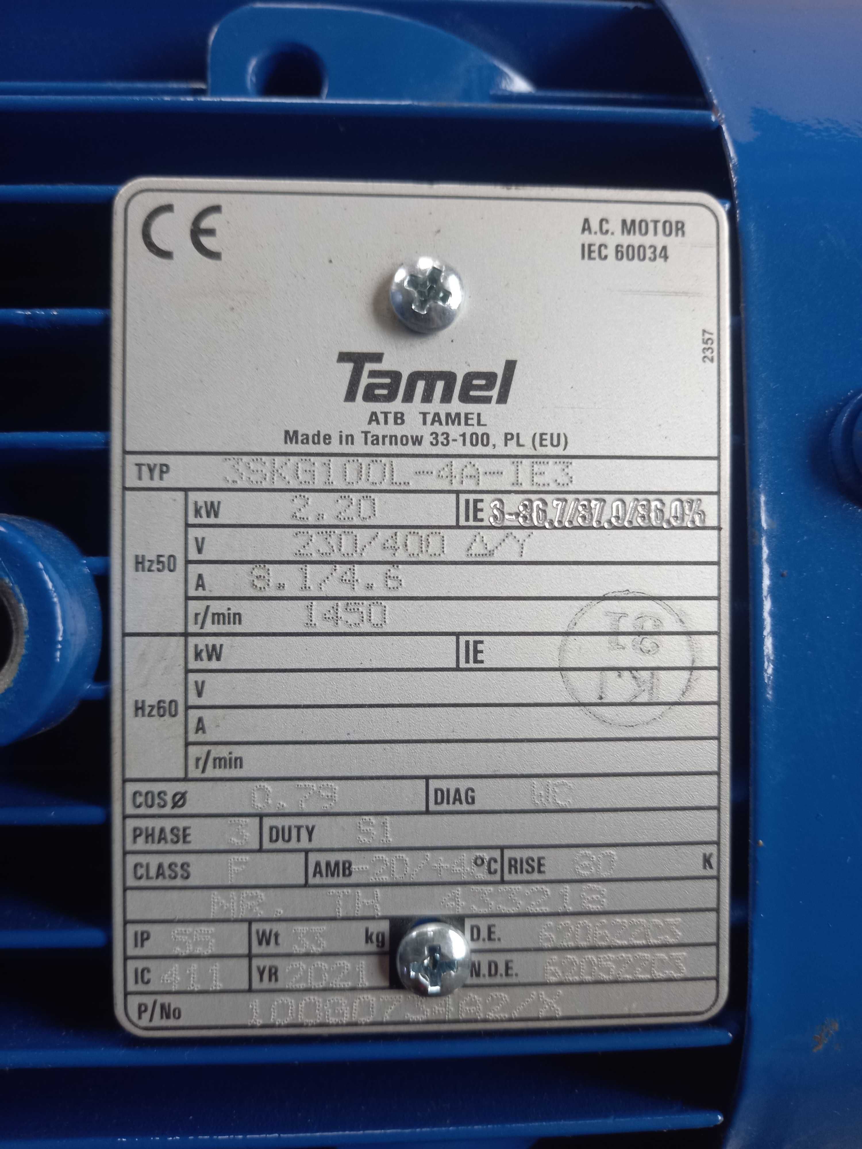 Silnik Tamel 3F 2,2 KW 1400 obr/min. IE3