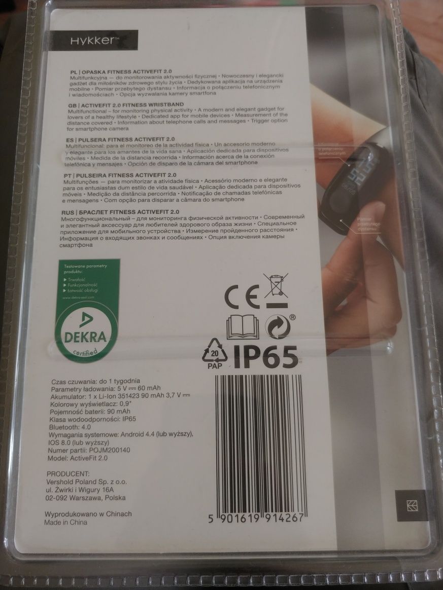 Opaska fitness activefit 2.0 hykker xiaomi miband wristband tętno krok