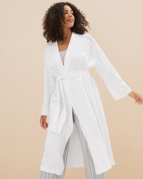 Ніжний халат з жіночною вишивкою з бавовни marks & spencer