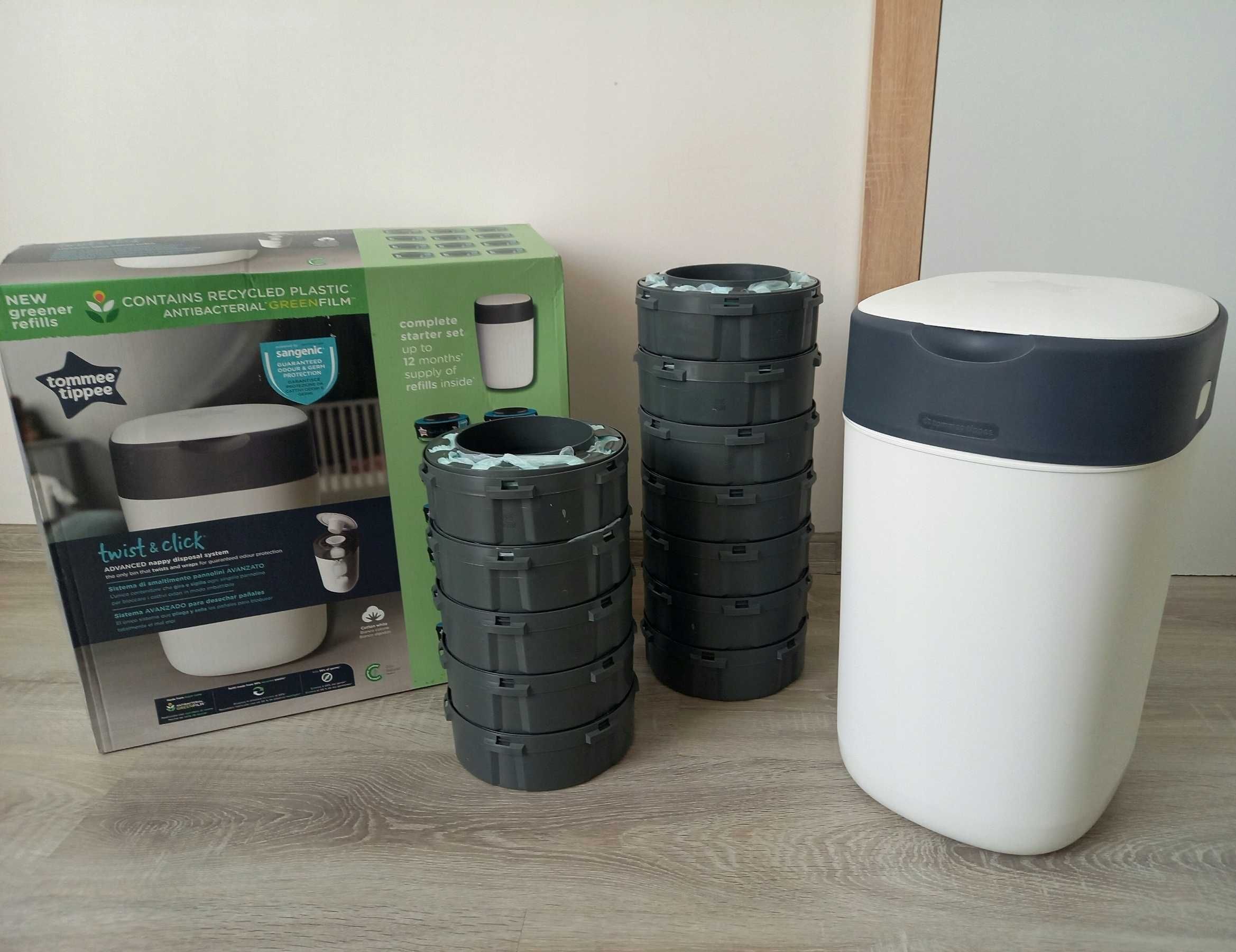 NOWY Kosz na pieluchy Tommee Tippee Twist & Click + 12 wkładów