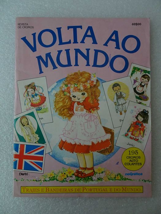 Caderneta de cromos Volta ao Mundo - Distri Editora - Tem 86 cromos