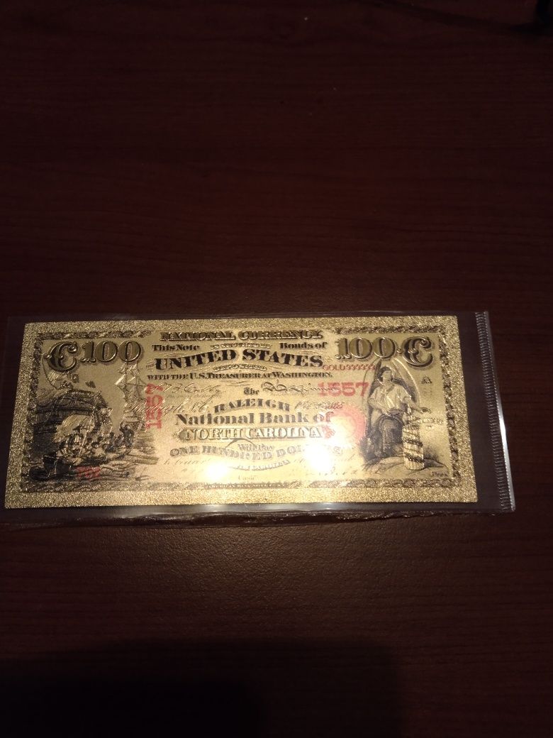 Prezent na komunię świętą banknoty kolekcjonerskie pozłacane 5 sztuk 2