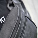 Шкіряна сумка бананка чорна чоловіча жіноча унісекс
