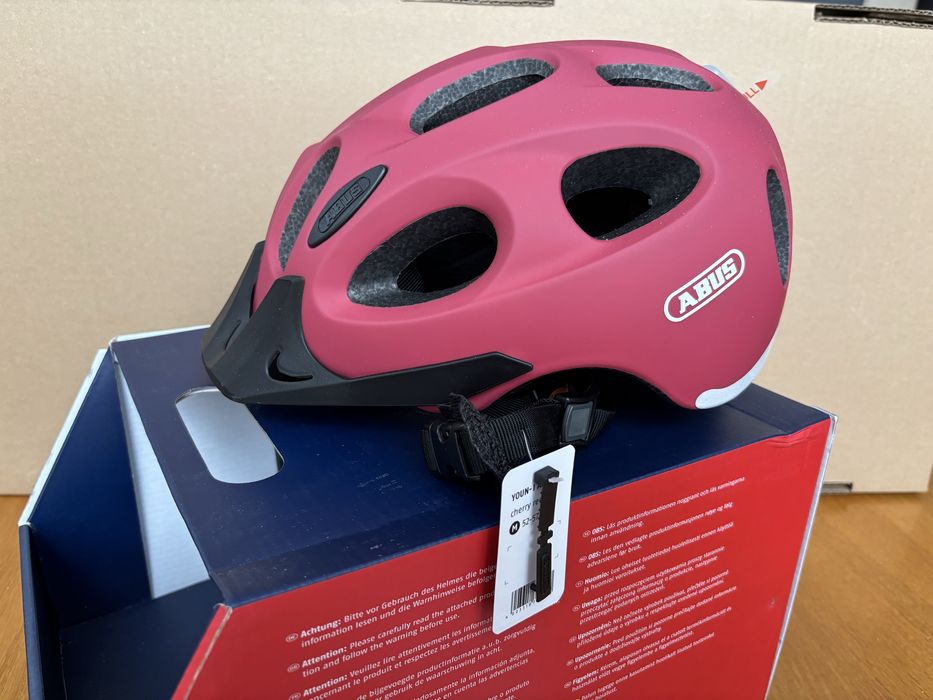 Kask rowerowy Abus Youn-I ACE (52-57 cm) z lampką, czerwony