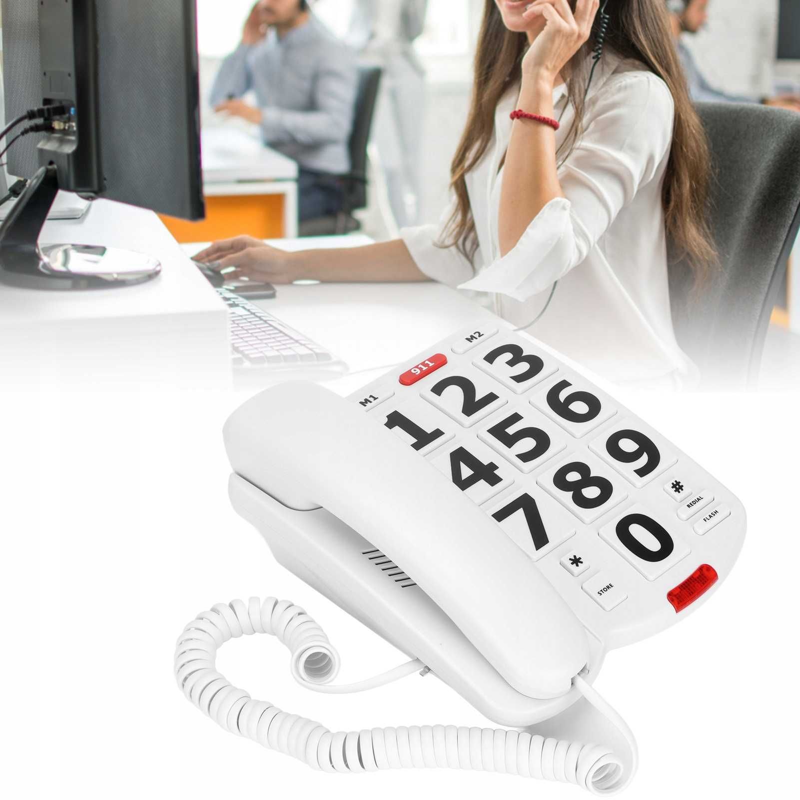 Ciciglow Telefon przewodowy Duże Przyciski dla Seniora głośny alarm