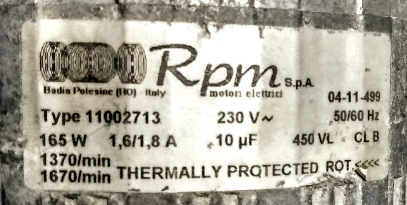 RPM 11002713 мотор кофемашины