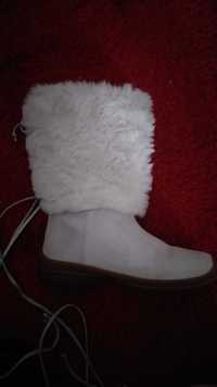 Botki kozaki śniegowce buty ciepłe zamszowe, szare 38 futro rzemyki