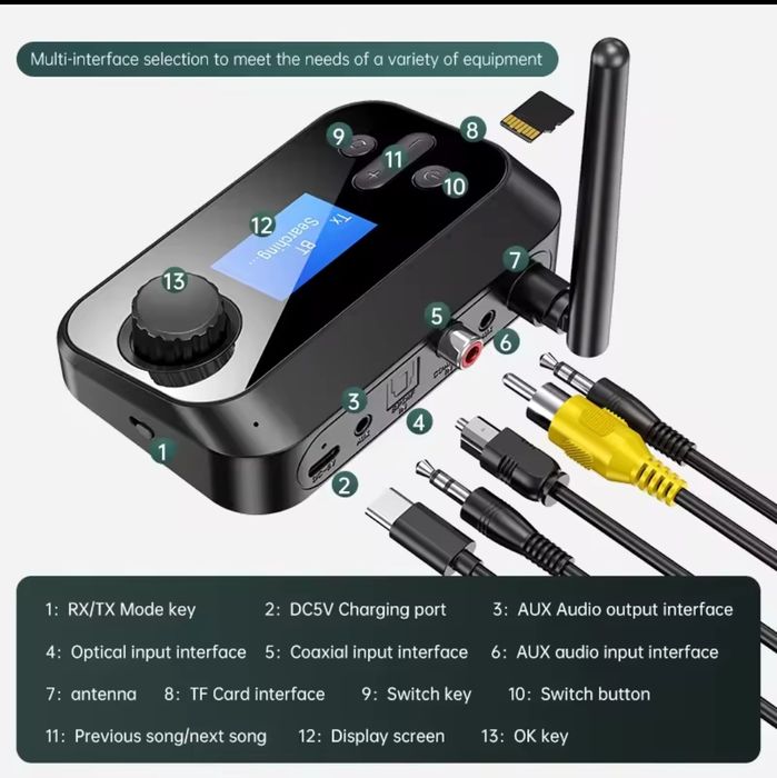 Bluetooth 5.1 приемник-передатчик Q Sound C41 PRO LCD.Ресивер/трансмит