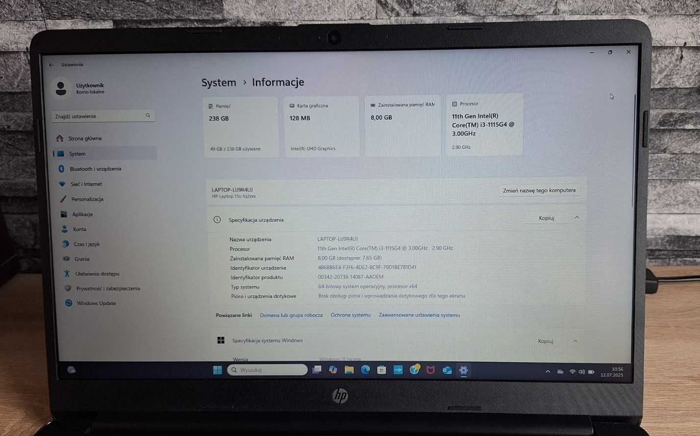 Laptop HP 15s-fq2329nw