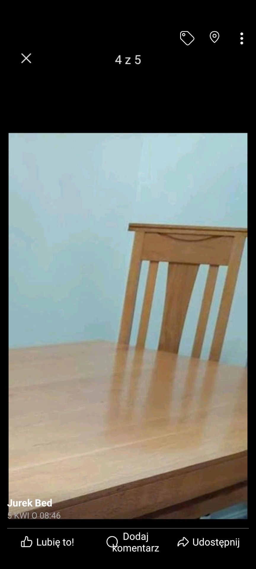 Stół dębowy i sześć krzeseł dębowych