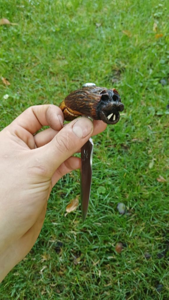 Ręcznie wykuty Push dagger, Berserker, nóż neck knife/sztylet.
