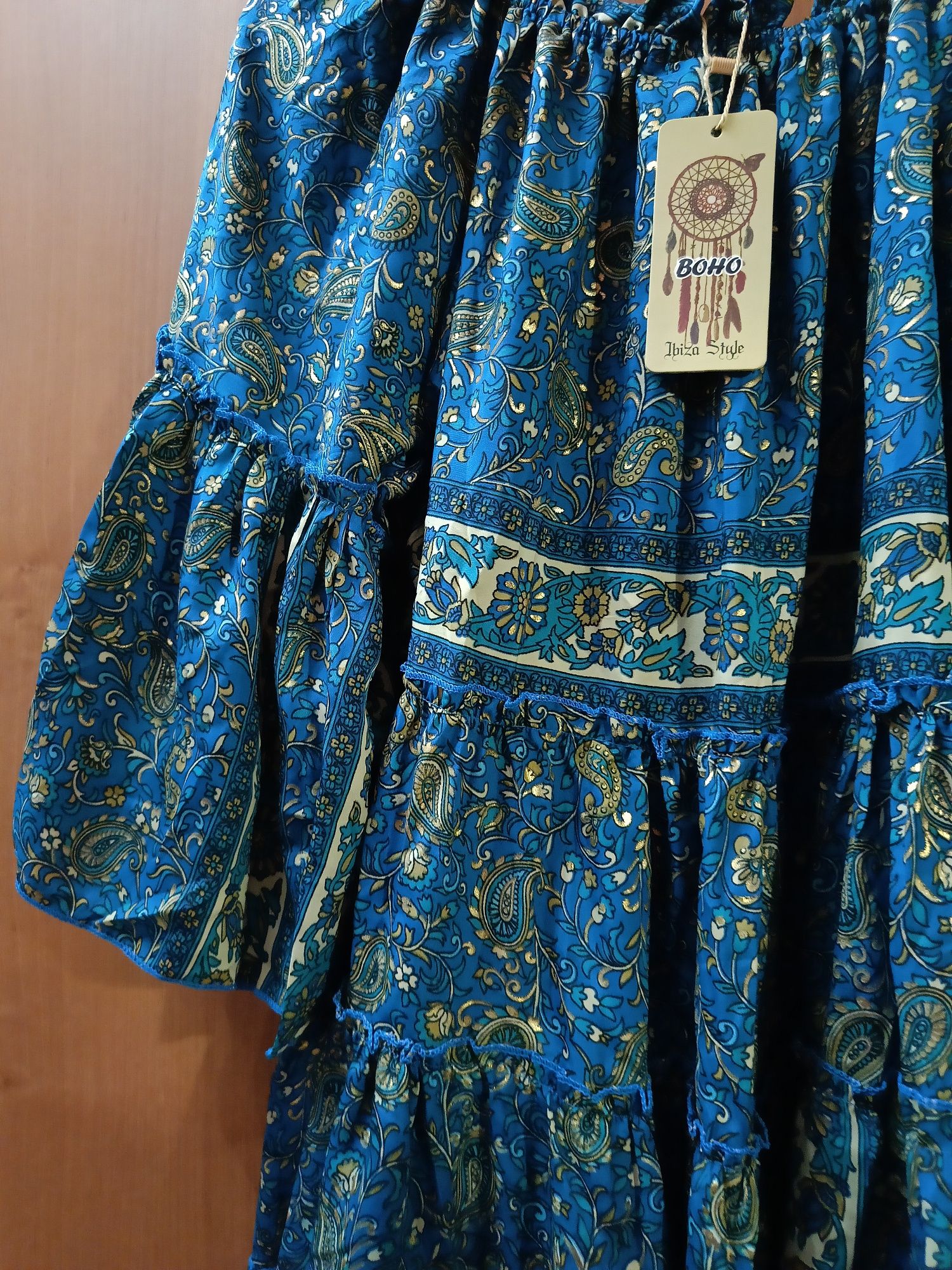 Tunika jedwabno/wiskozowa ze złotymi zdobieniami