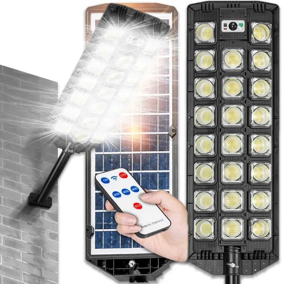 DUŻA Lampa solarna uliczna 600 LED 2000w MOCNA Halogen Zewnętrzna SOLA