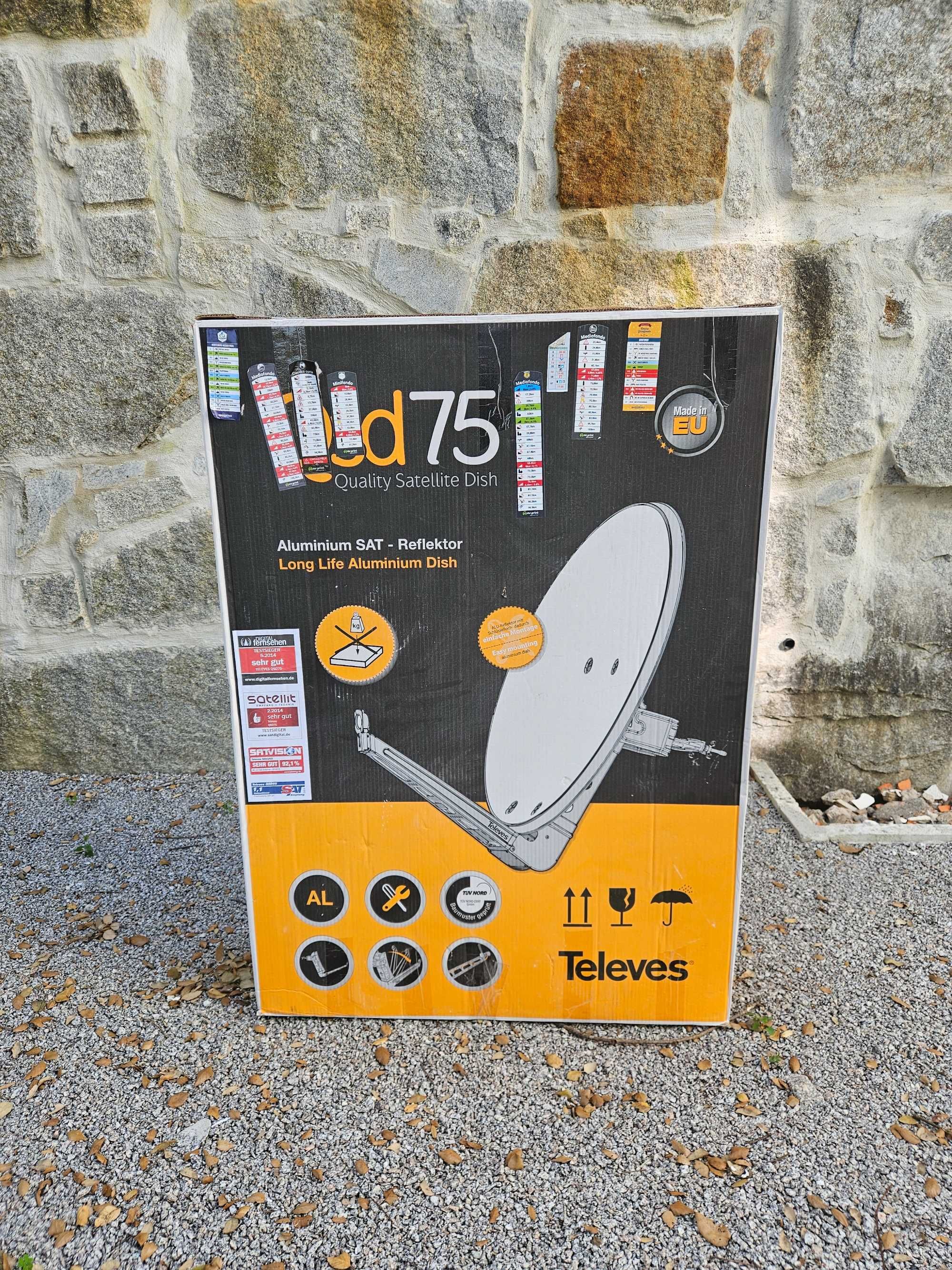 **NOVO** Antena Parabólica Televes QSD75 Laranja - Embalada de Fábrica