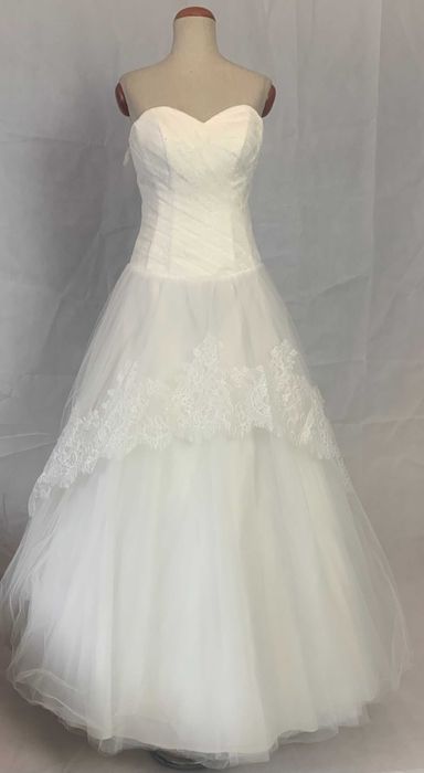 Nowa Suknia ślubna katedralny tren 38 M Księżniczka koronka francuska