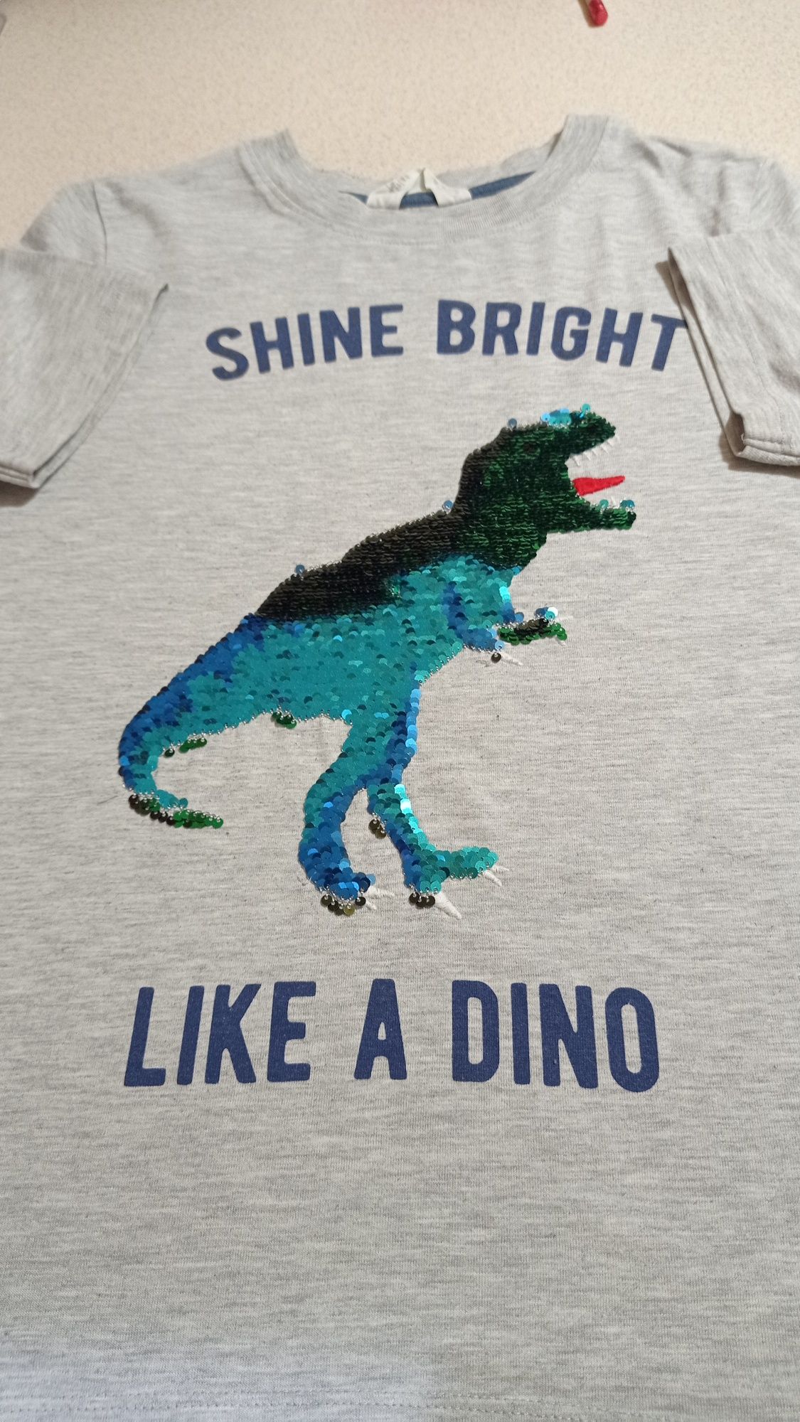 Super Koszulka H&M bluzka t-shirt - dinozaur cekinowy dwustronny