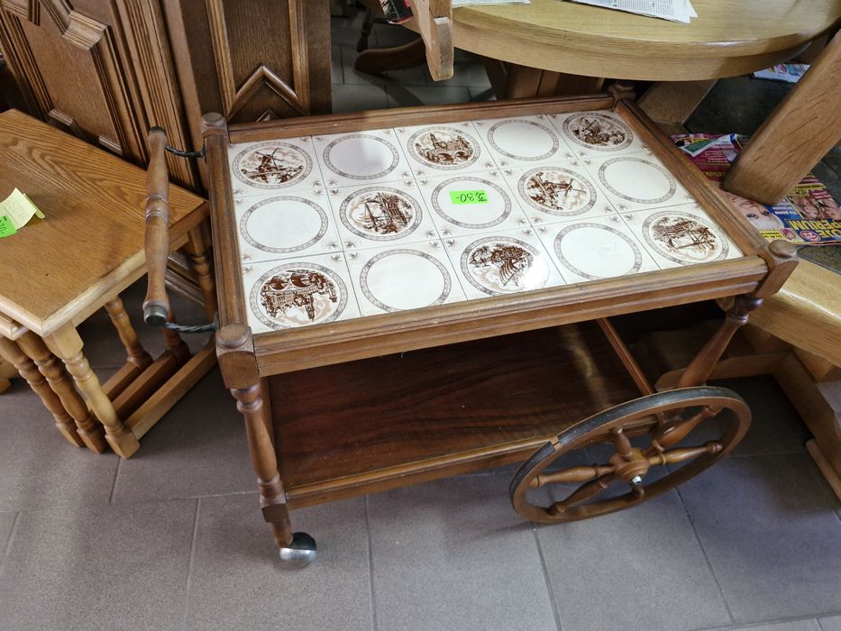 Stolik kawowy barek na kółkach kwietnik blat z płytki wysyłka