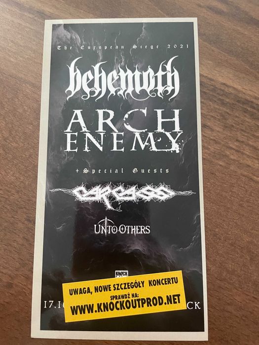 Bilet na płytę na koncert Behemoth, Arch Enemy - 19.10.2022 Spodek