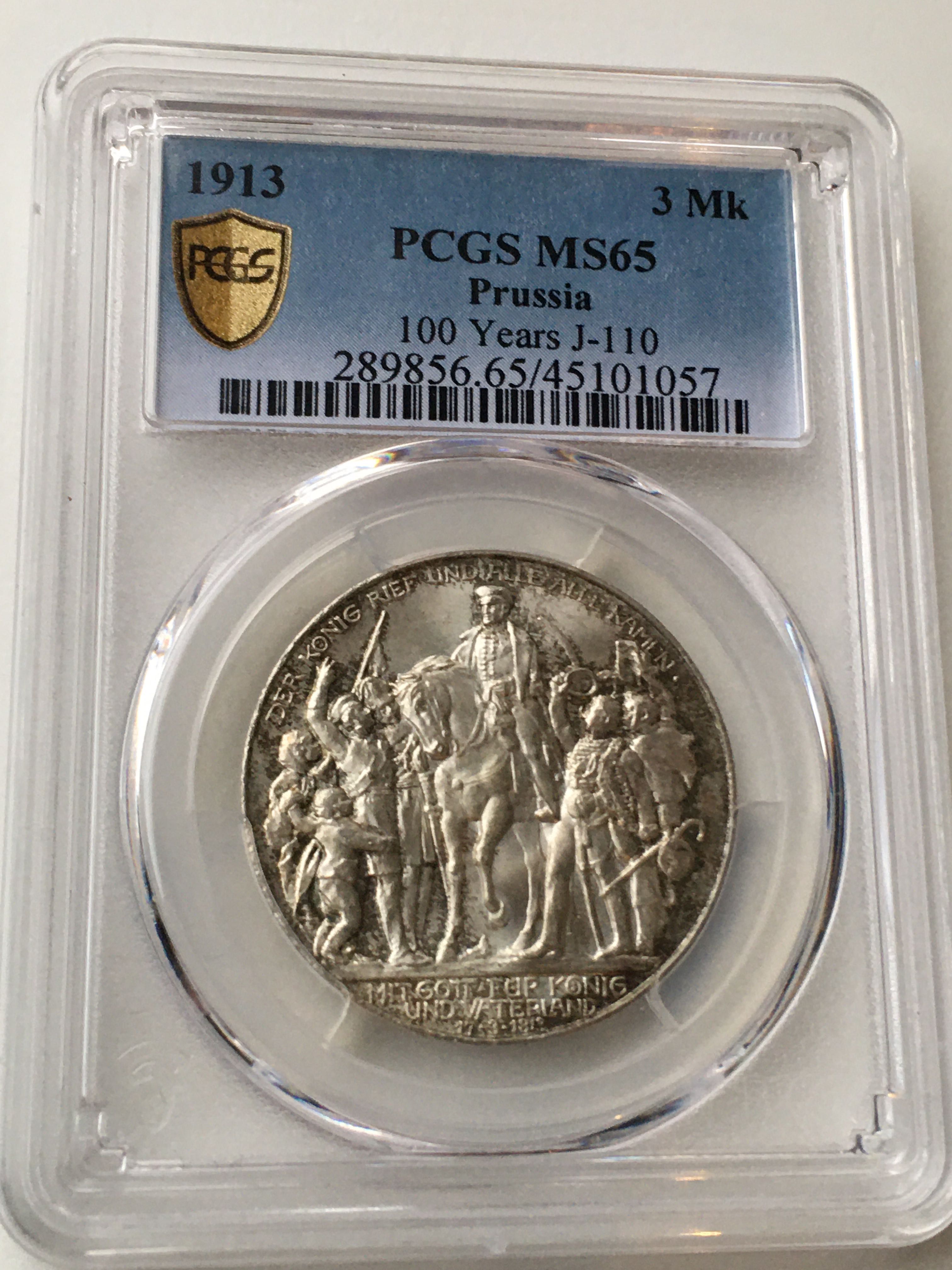 3 Mark 1913 Prusy MS65 - PCGS