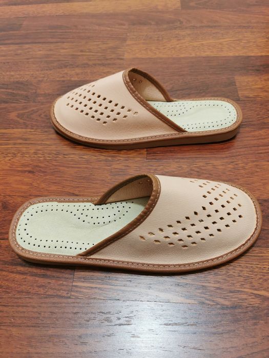 pantofle Męskie Skórzane